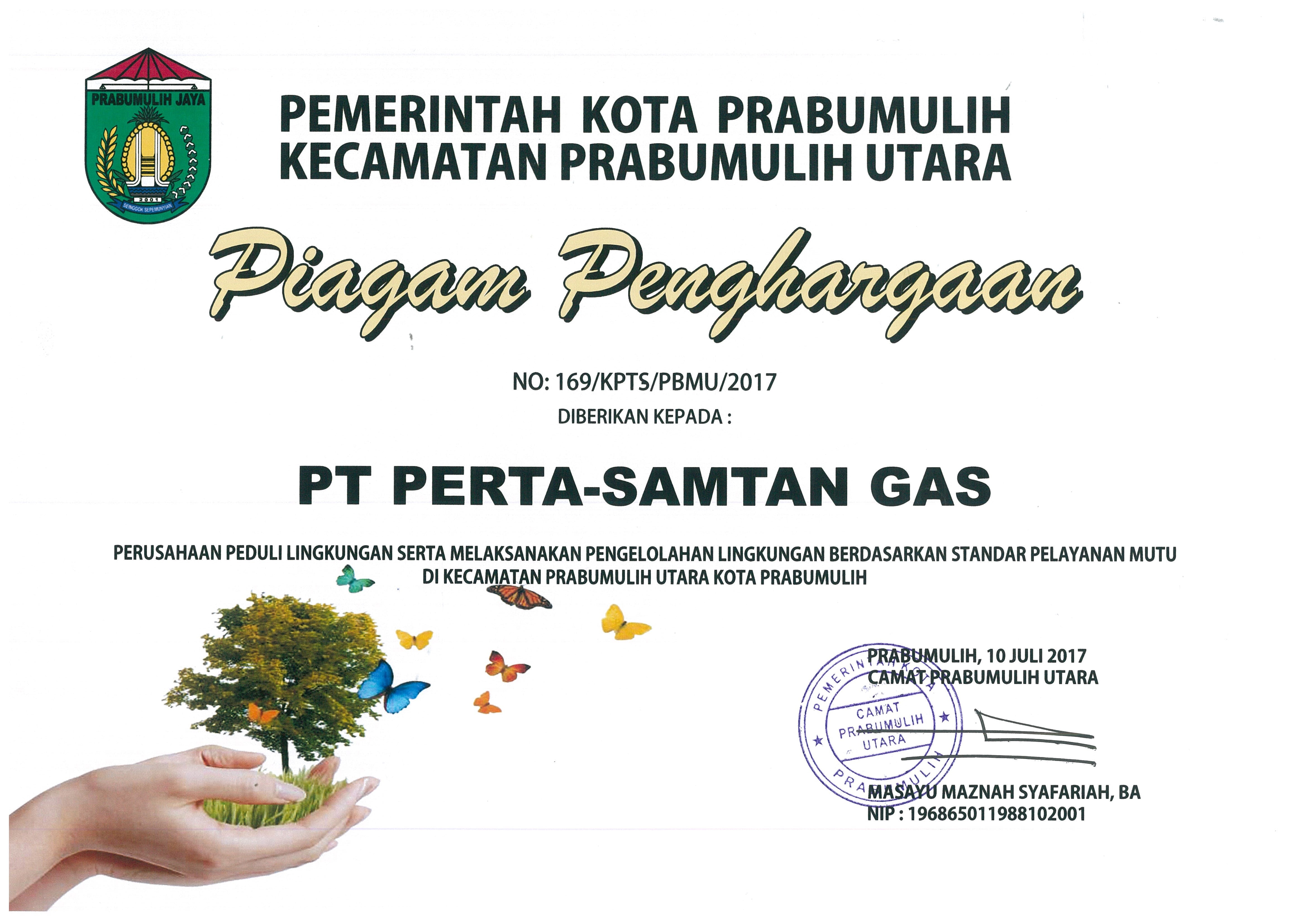 Head of North Prabumulilh Districts Award